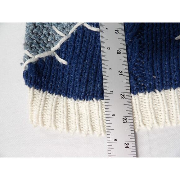 American Weekend Sweater Medium Knit 3D Vintage White Blue 80s Art - Picture 8 of 11